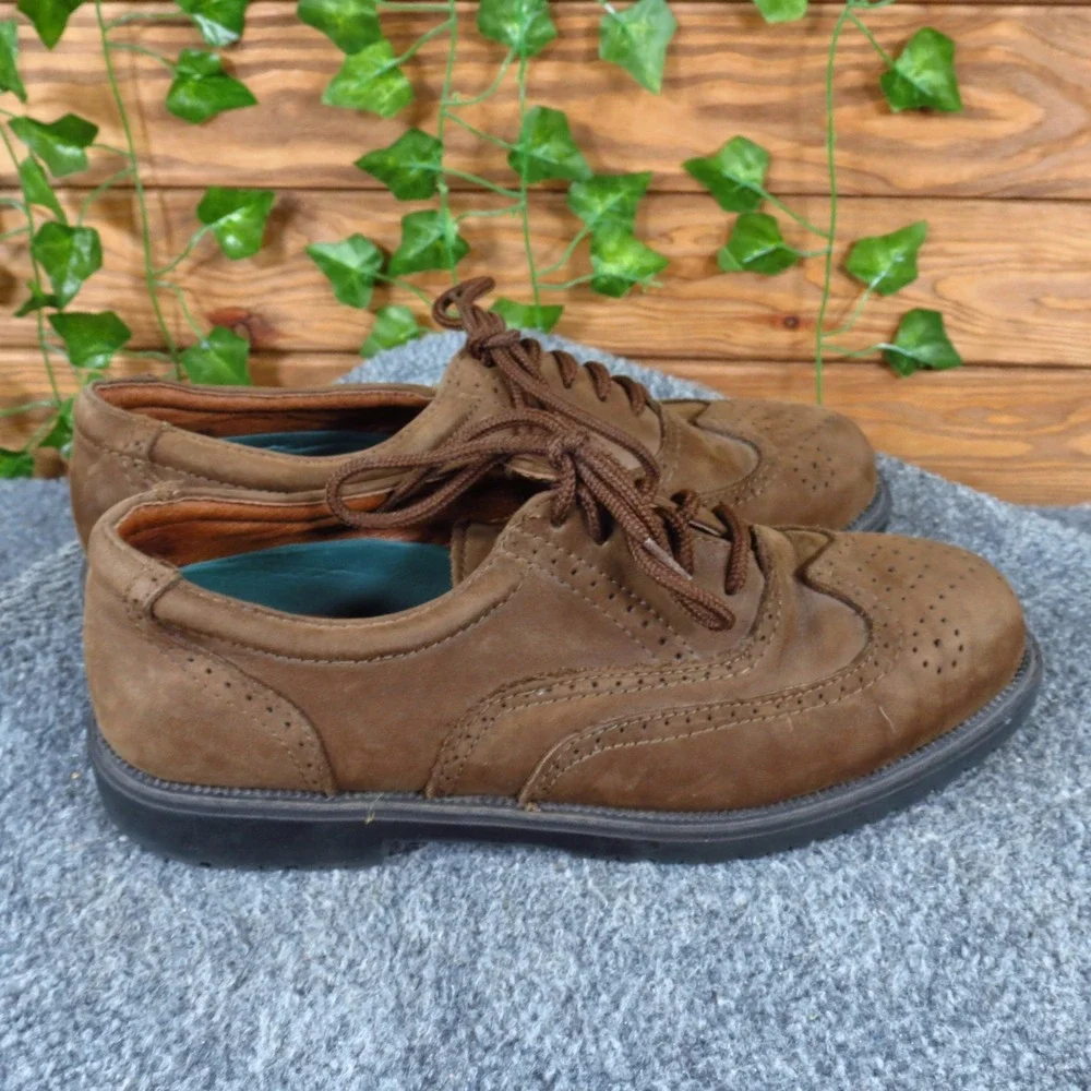 Claybrooke Montana Men Wingtip Oxford 7.5 M Dress Work Brown Leather Lug Sole